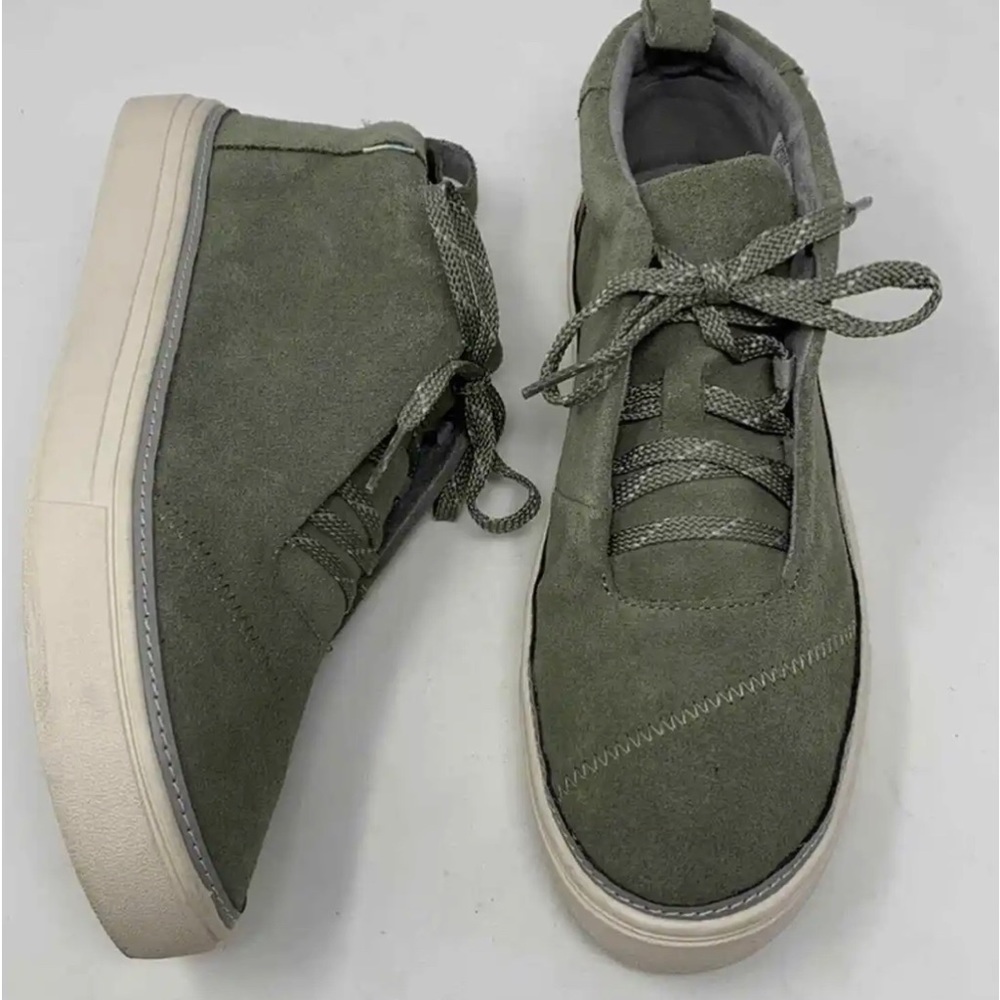 Toms Riley Trainers Olive Suede Mid-Cut Lace-Up Fashion Sneaker Ankle Bootie
